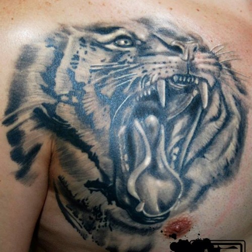 Black and White Tiger Tattoo
