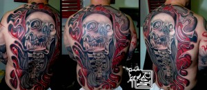 Artistic Colorful Back Tattoo - Balinese Tattoo Miami