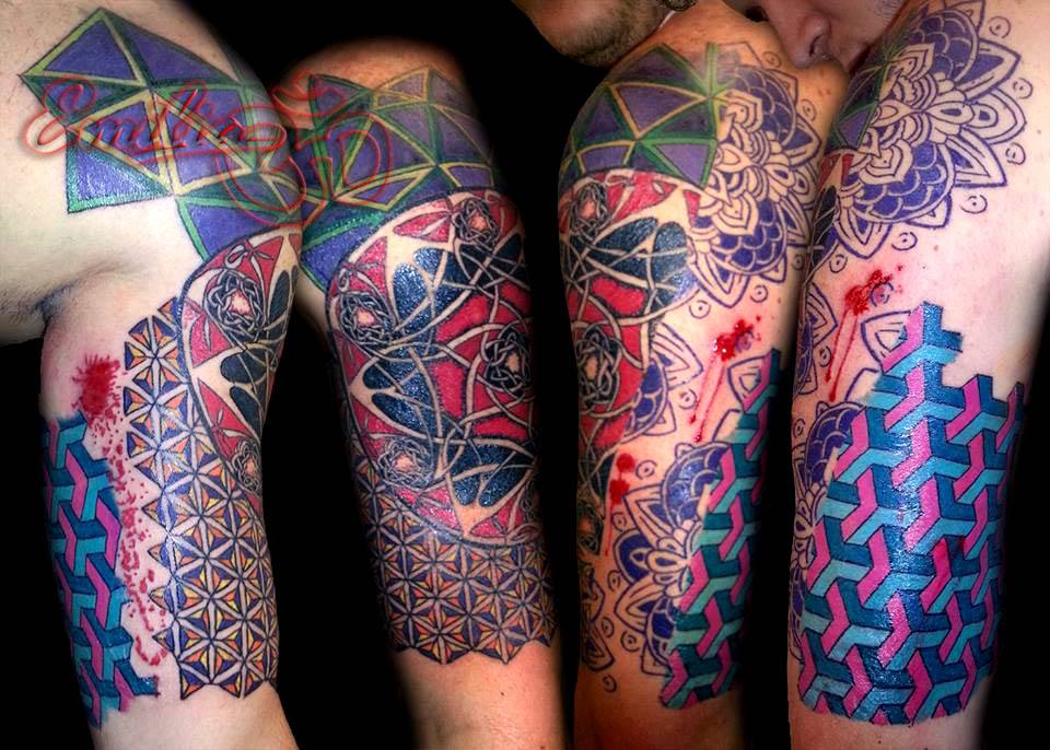 Artistic Geometric Half Sleeve - Balinese Tattoo Miami